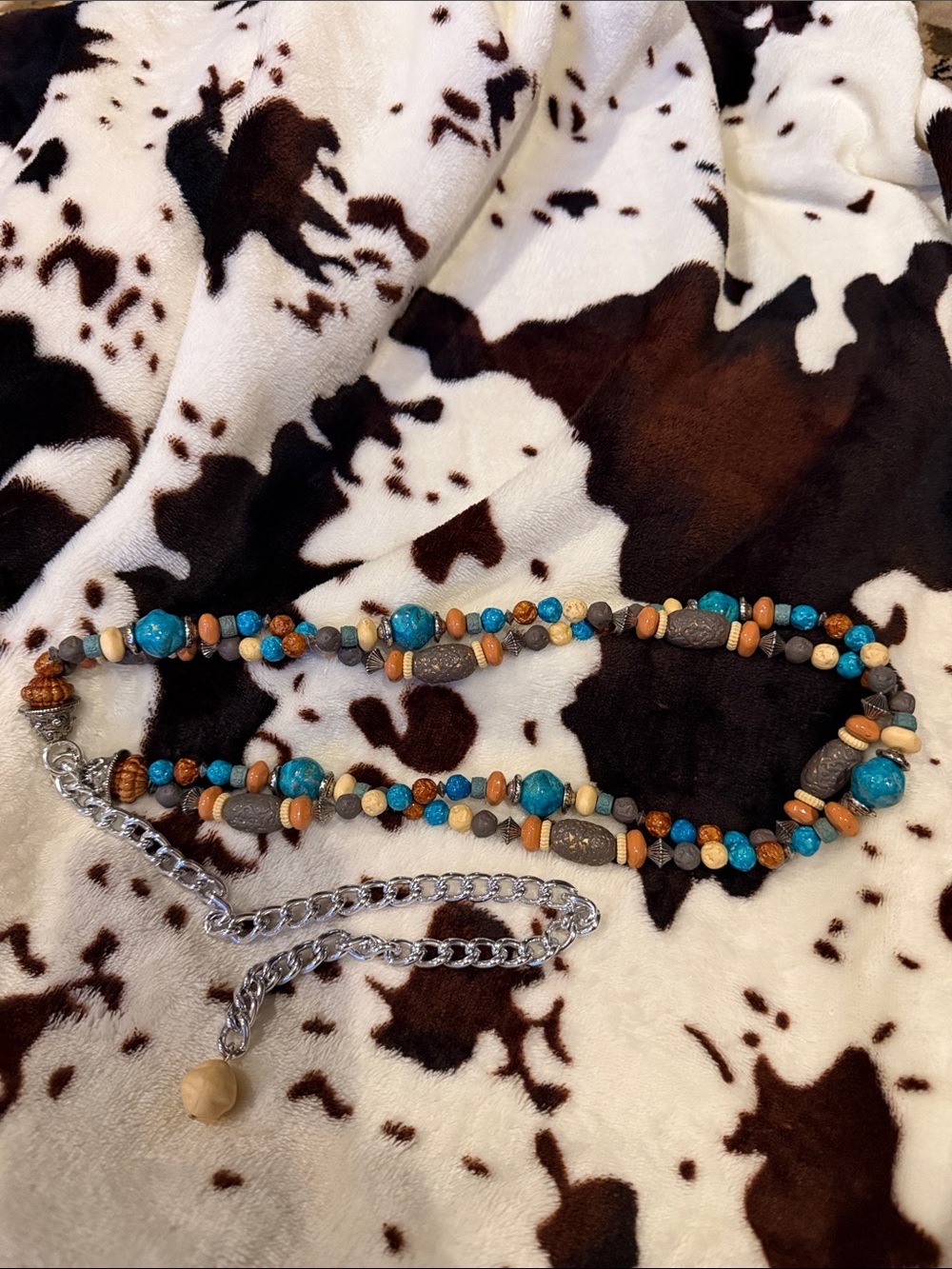 Boho Turquoise & Brown Beaded Waist Chain Belt